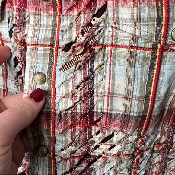 KOOS Van Den Akker Womens Patchwork Button Down Dress Vintage Plaid Floral Rare - Picture 6 of 8